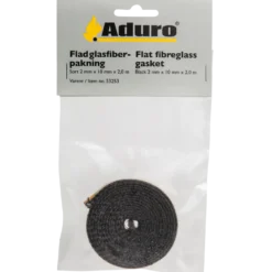 Aduro sort flad glasfiberpakning 2mm x 10 mm x 2,0 m