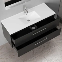 Badskab Milano med vask og 2 skuffer sort 120x45x52 cm