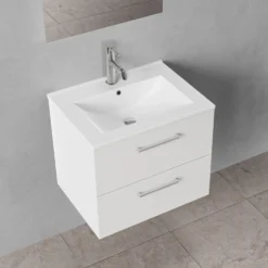 Badskab Milano 2 skuffer m/vask hvid, 60 cm