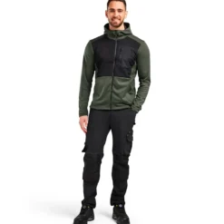 Blåklæder hættetrøje Full Zip efterårsgrøn/sort str. XL