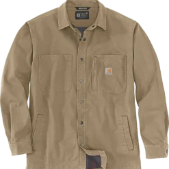 Carhartt canvas fleece foret skjortejakke dark khaki str. S