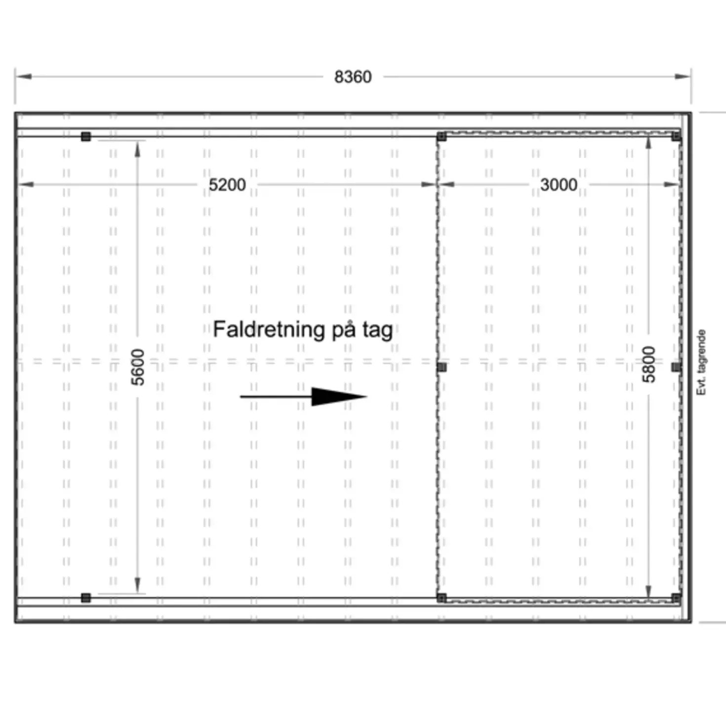 Christian dobbelt carport med redskabsrum 836x630 cm - m/plast trapeztag
