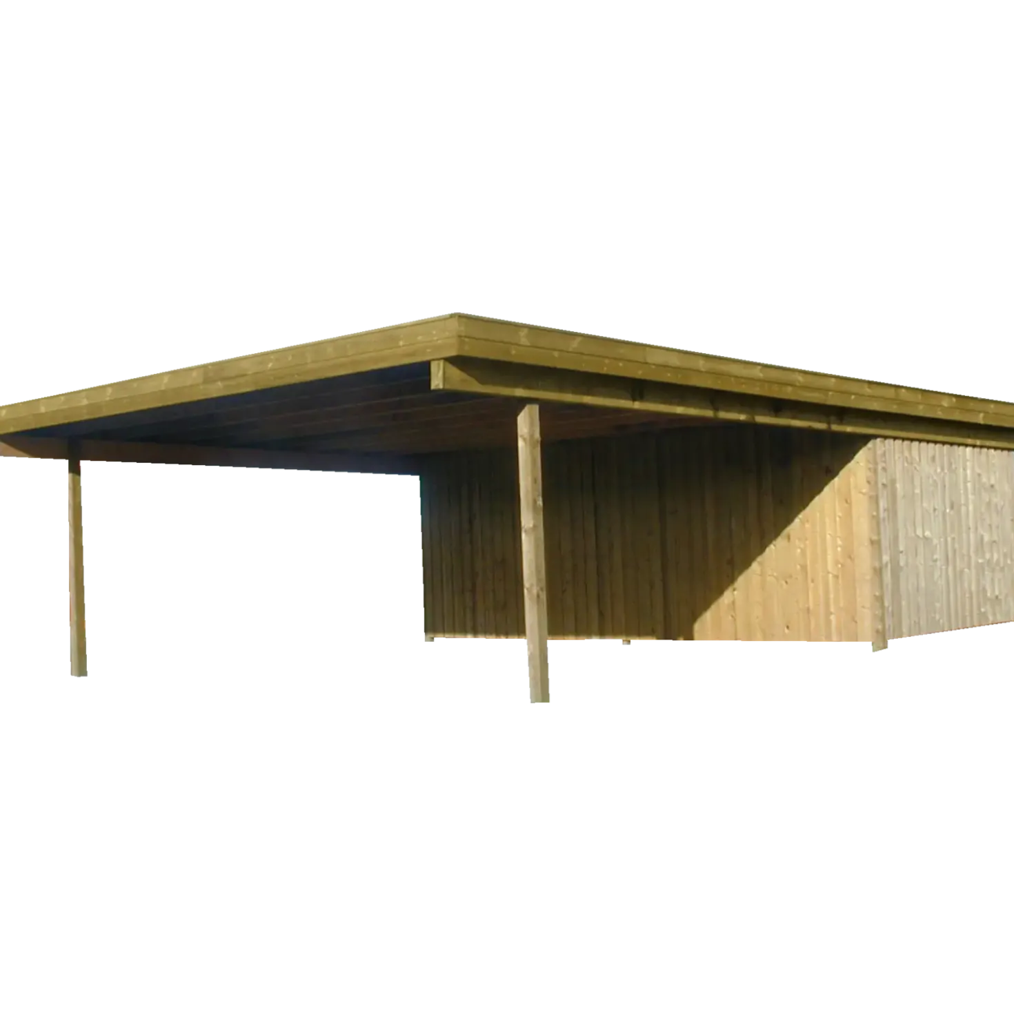 Christian dobbelt carport med redskabsrum 836x630 cm - m/plast trapeztag