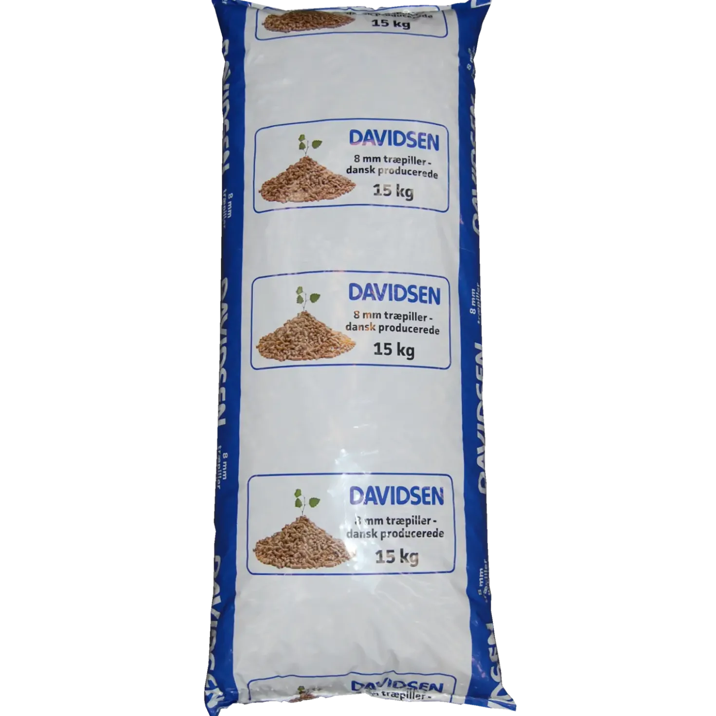 Davidsen træpiller 8 mm - palle med 900 kg / 60 poser á 15 kg