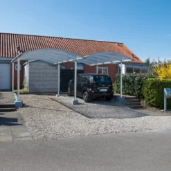 Dobbelt stålcarport 6020x5200 mm firkantede stolper