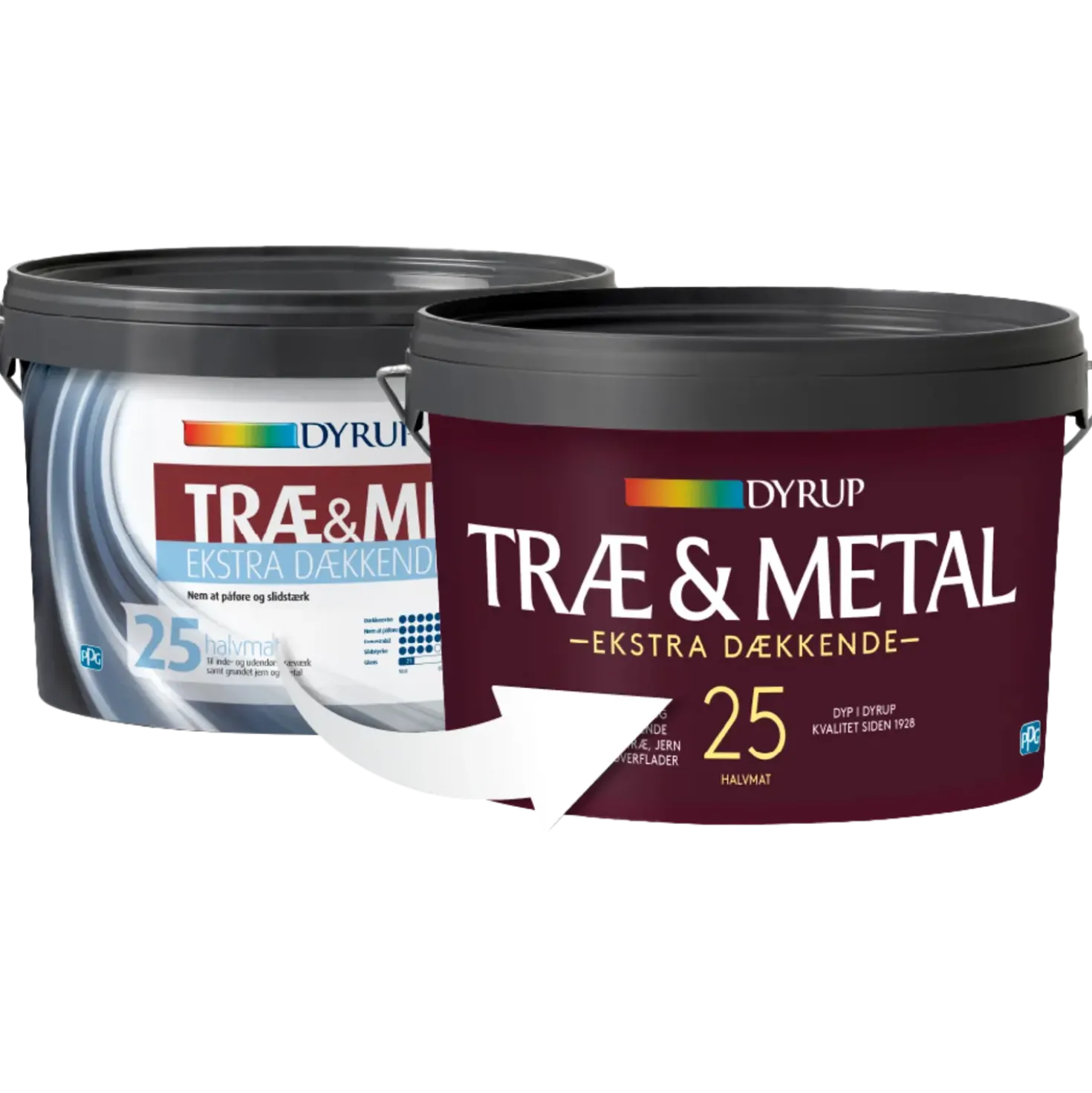 Dyrup træ og metalmaling ekstra dækkende 25 hvid S0502Y 2,25 L