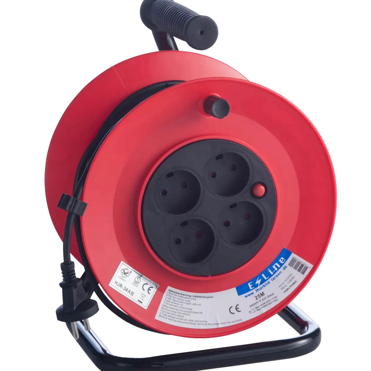E-Line kabeltromle med 4 udtag 25 m