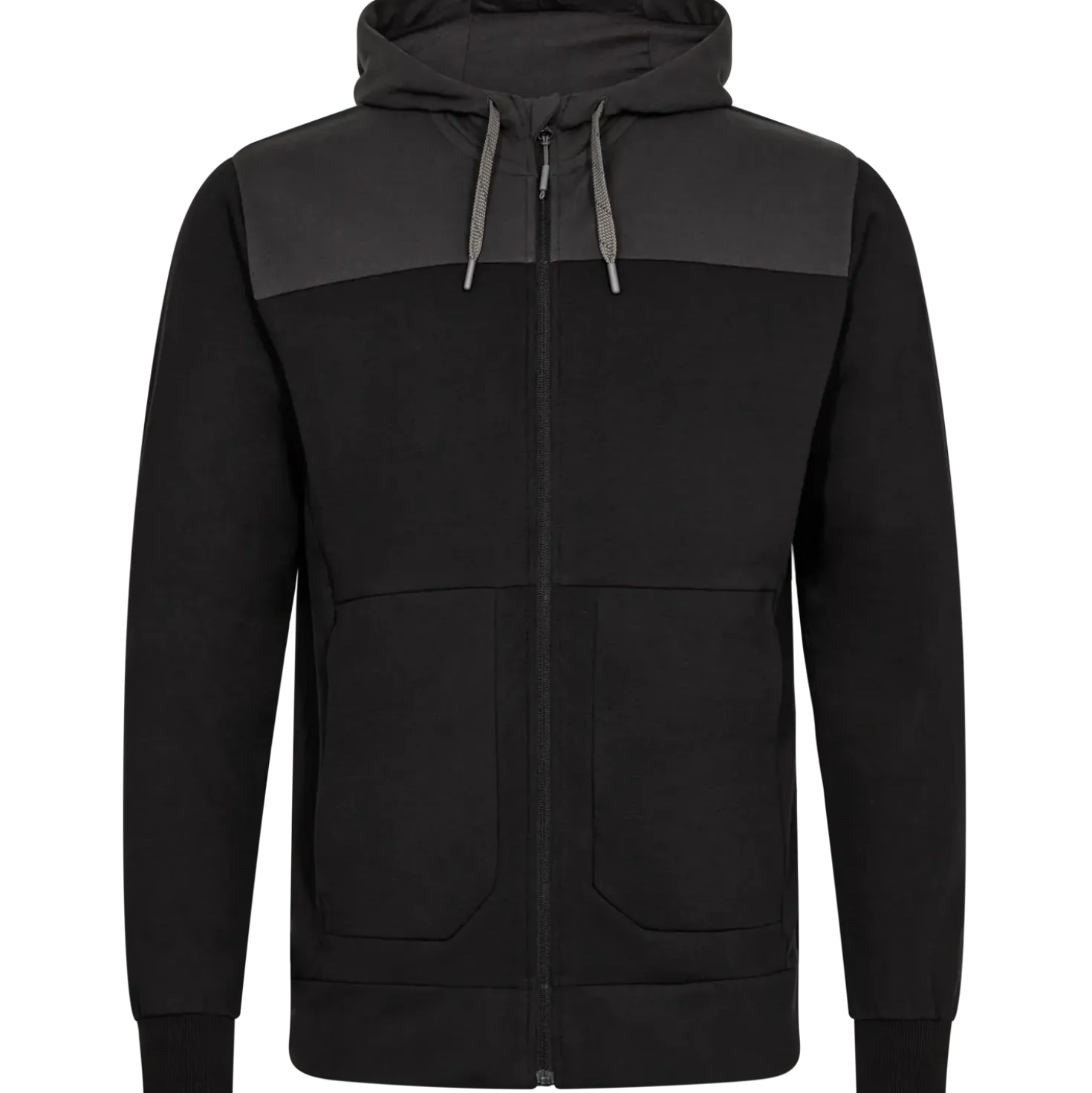ENGEL 8329-247 Entire sweat cardigan m/hætte sort/antrazitgrå str. L