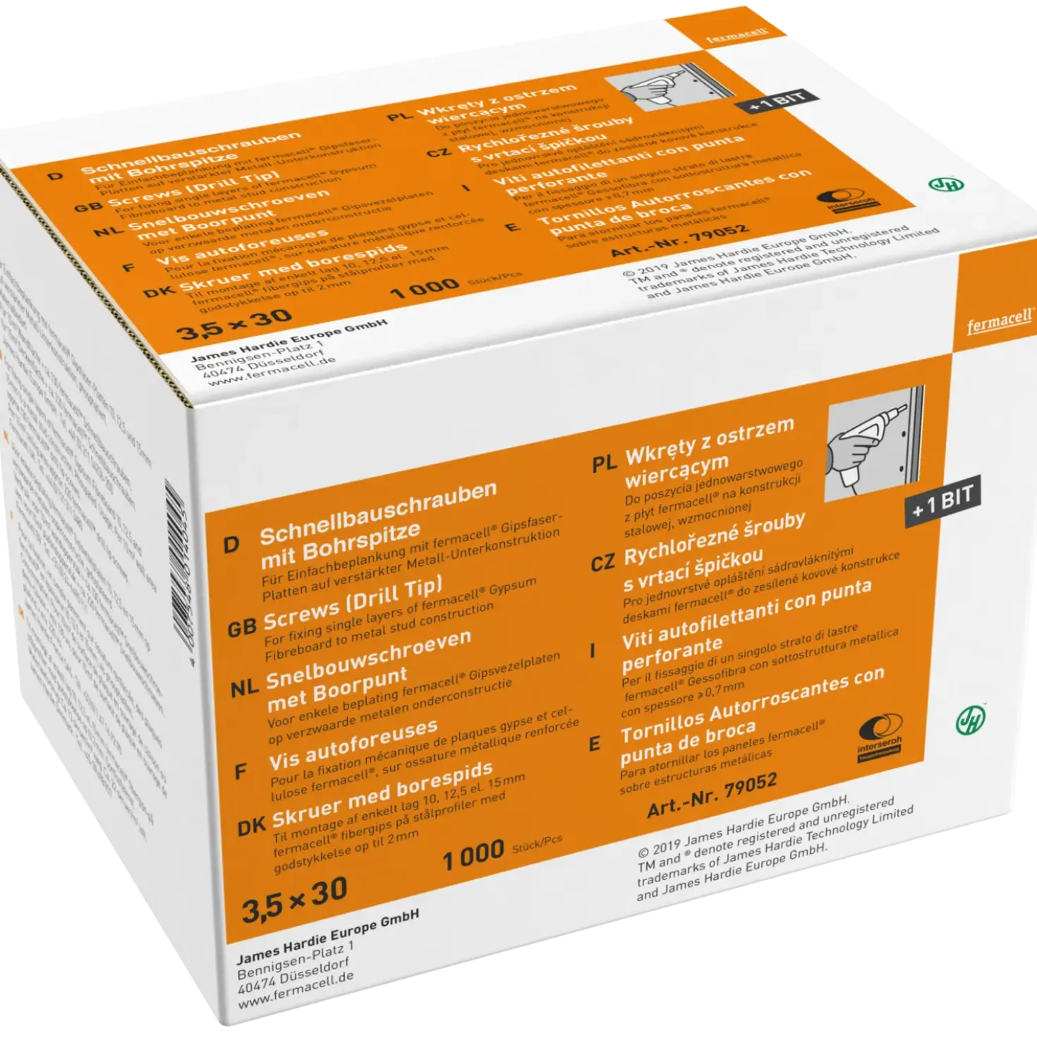Fermacell® gipsskruer m/borespids 3,5x30 mm 1000 stk