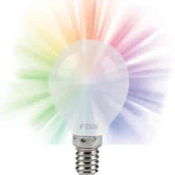 FESH LED kronepære multicolur E14 5W Ø45 mm hvid