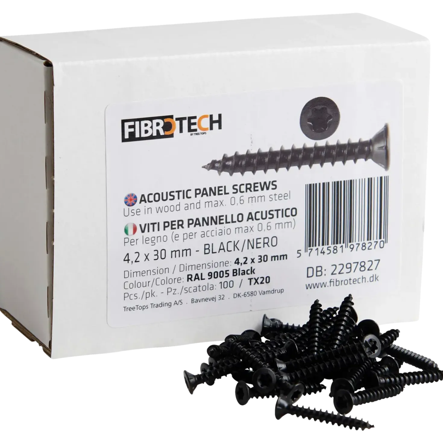 Fibrotech panelskrue 4,2x30 mm sort TX20