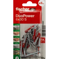 Fischer DuoPower universaldybel med skrue 6x30 mm 12 stk