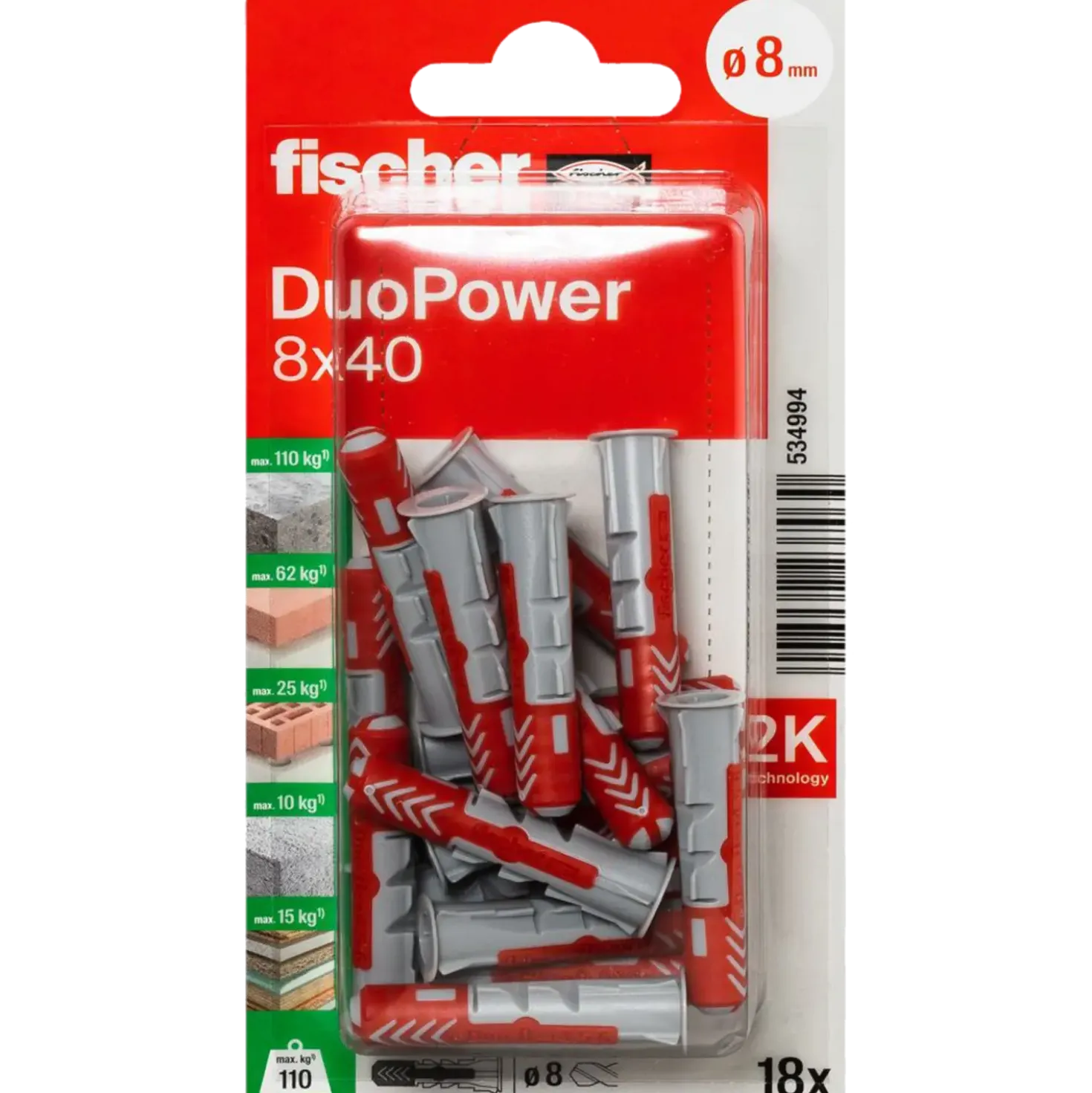 Fischer DuoPower universaldyvel 8x40 mm 18 stk