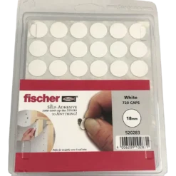 Fischer selvklæbende dækhætter 18 mm hvid 720 stk