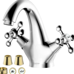 Geyser magnolia håndvask armatur krom/guld