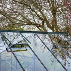 Halls ICON Gardenhouse 8 drivhus 13 m² - sort m/3 mm hærdet glas og fundament