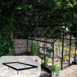 Halls ICON 6 4,9 m² sort m/3 mm delt glas og fundament