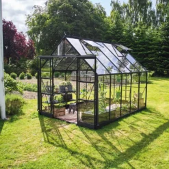 Halls ICON 8 8,1 m² sort m/3 mm delt glas og fundament