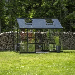 Halls ICON Planthouse 6 7,3 m² sort m/3 mm hærdet glas og fundament