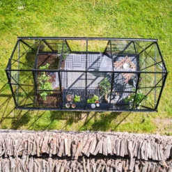 Halls ICON Planthouse 6 7,3 m² sort m/3 mm hærdet glas og fundament