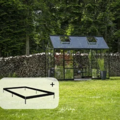 Halls ICON Planthouse 6 7,3 m² sort m/3 mm hærdet glas og fundament