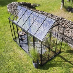 Halls ICON Planthouse 6 7,3 m² sort m/3 mm hærdet glas og fundament