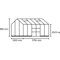 Halls ICON Planthouse 6 7,3 m² sort m/3 mm hærdet glas og fundament