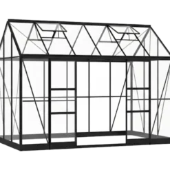 Halls ICON Planthouse 6 7,3 m² sort m/3 mm hærdet glas og fundament