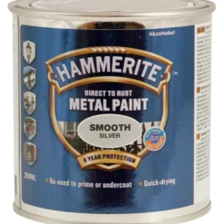 Hammerite glat-effekt metalmaling sølv 250 ml