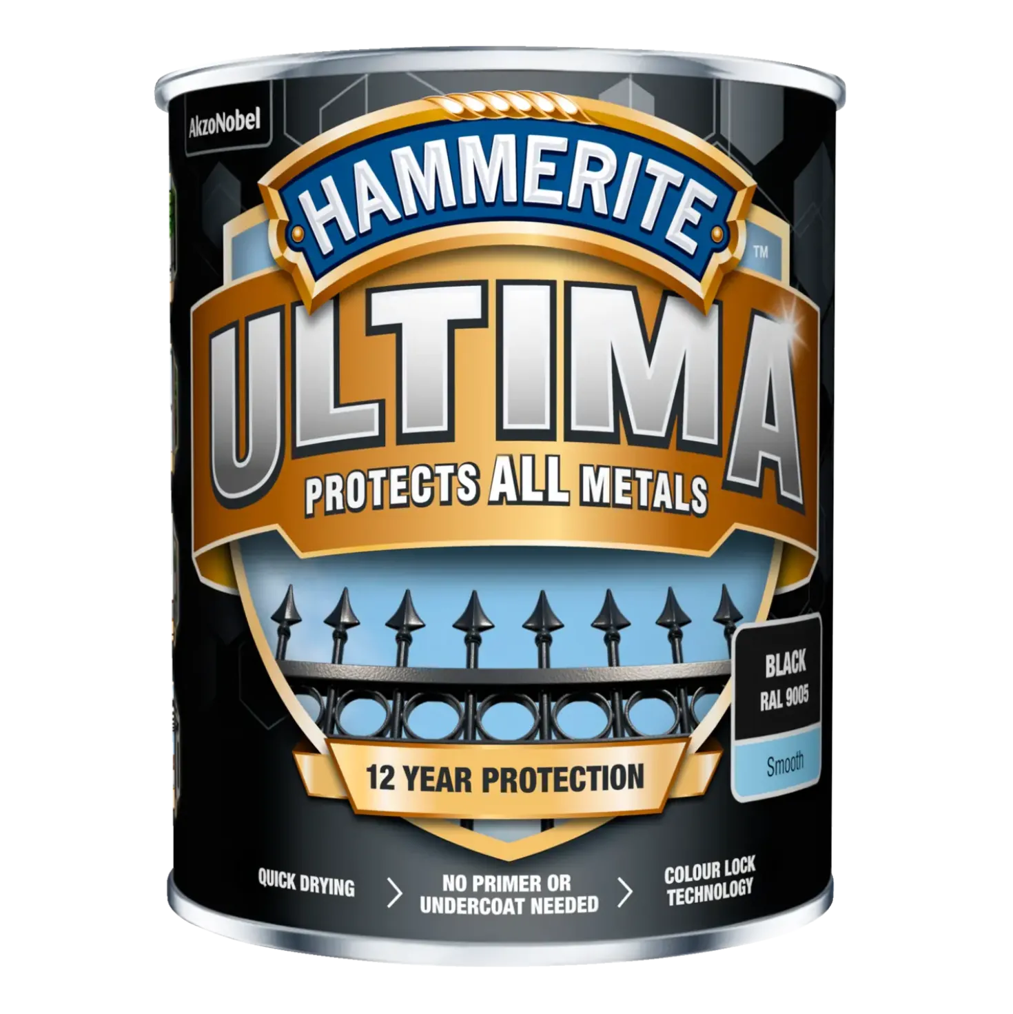 Hammerite Ultima rustbeskyttelse 12 års RAL 9005 sort 0,75 L