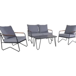 Høj sofasæt sort m/mørkegrå hynder