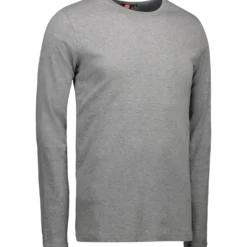 ID Interlock herre langærmet t-shirt grå melange str. M