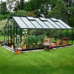 Juliana Gartner 21,4 m² drivhus antracit/sort med 3 mm hærdet glas