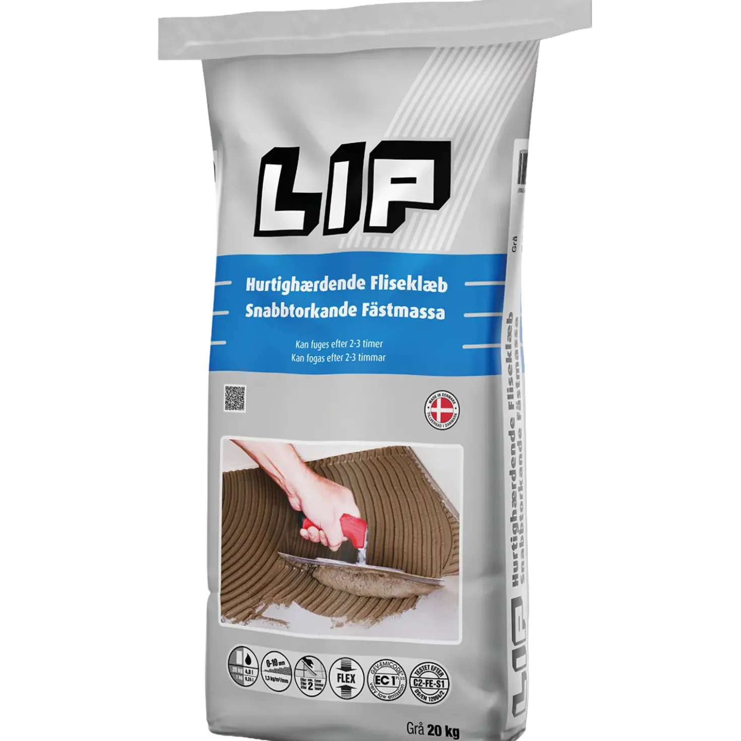 LIP hurtighærdende fliseklæb 20 kg grå
