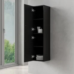 Milano højskab sort 1 låge 3 hylder 120x30x28 cm