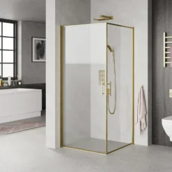Milobad brusedør 90x200 cm med messing ramme