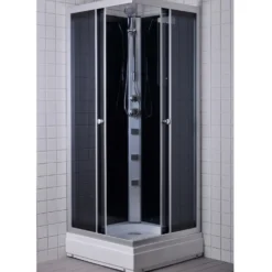 Milobad brusekabine rondo med massagedyser 80x80 cm hvid/grå