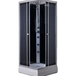 Milobad brusekabine rondo med massagedyser 80x80 cm hvid/grå