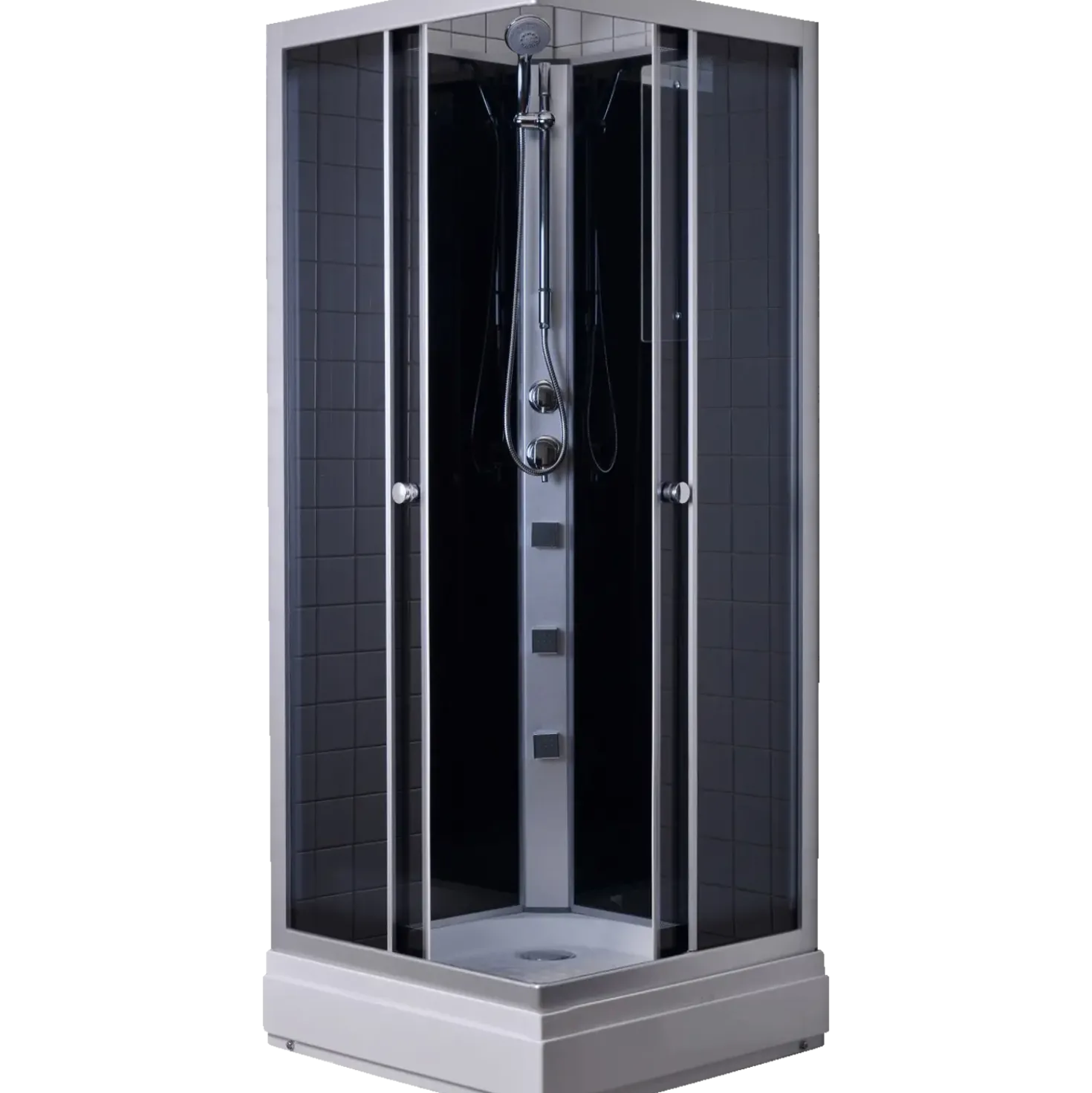 Milobad brusekabine rondo med massagedyser 80x80 cm hvid/grå