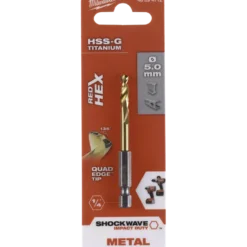 Milwaukee Red Hex shockwave™ HSS-Tin metalbor 5 mm