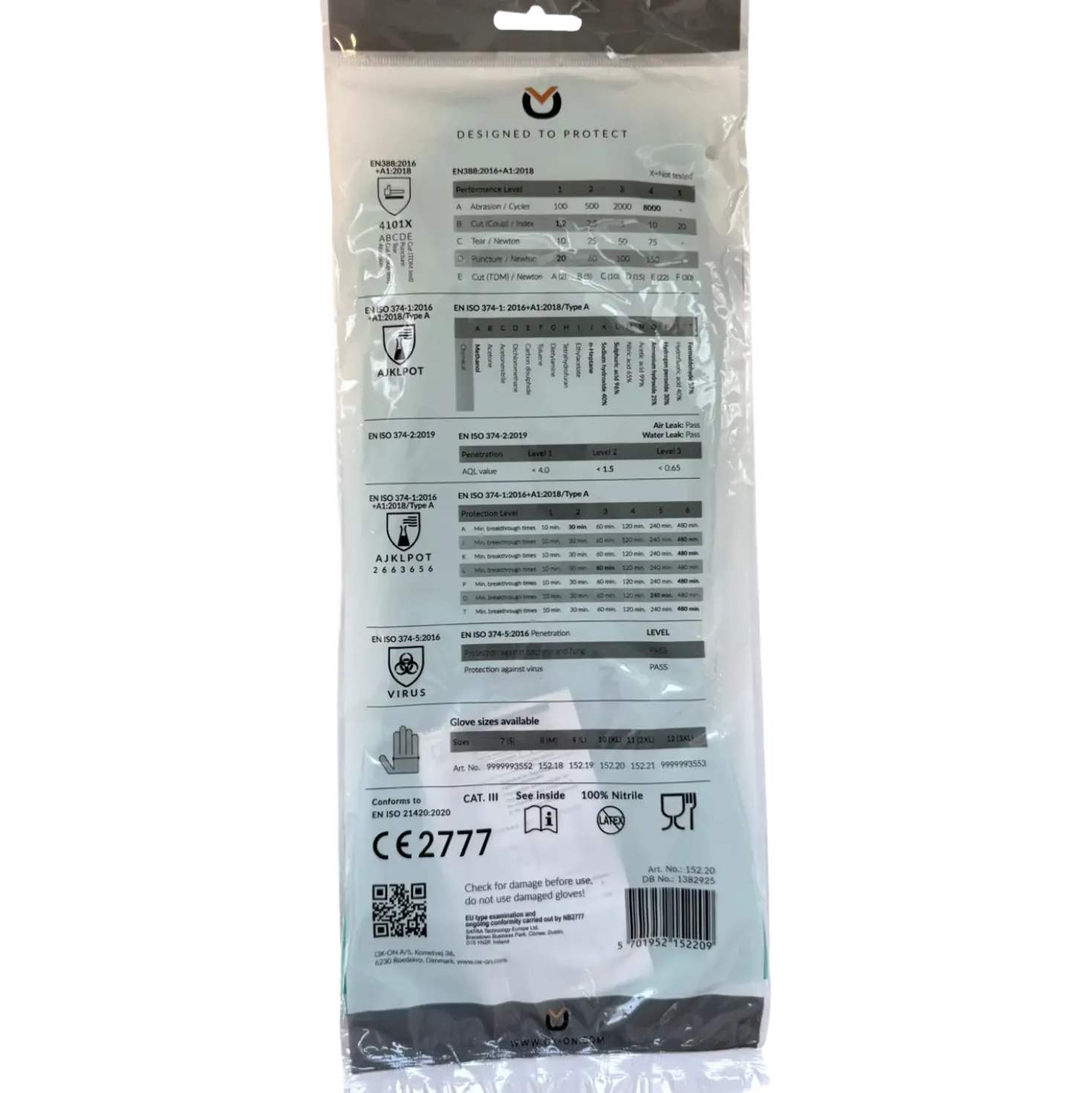 OX-ON Chemical Basic 6000 nitril handske grøn str. CE 09