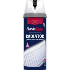 Plasti-kote radiator twist spraymaling satin hvid 400 ml