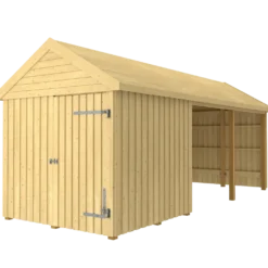 Plus Classic Multi Havehus 14,5 m² 3 moduler m/enkeltdør og åben front inkl. tagpap/alulister/H-stolpefødder