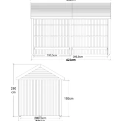 Plus Classic Multi Havehus 10 m² 2 moduler åben inkl. tagpap/alulister/H-stolpefødder