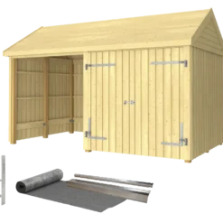 Plus Classic Multi Havehus 10 m² 2 moduler m/dobbeltdør og åben front inkl. tagpap/alulister/H-stolpefødder