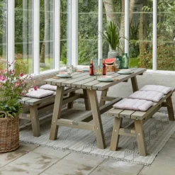 Plus Country plankebænk 177 cm gråbrun