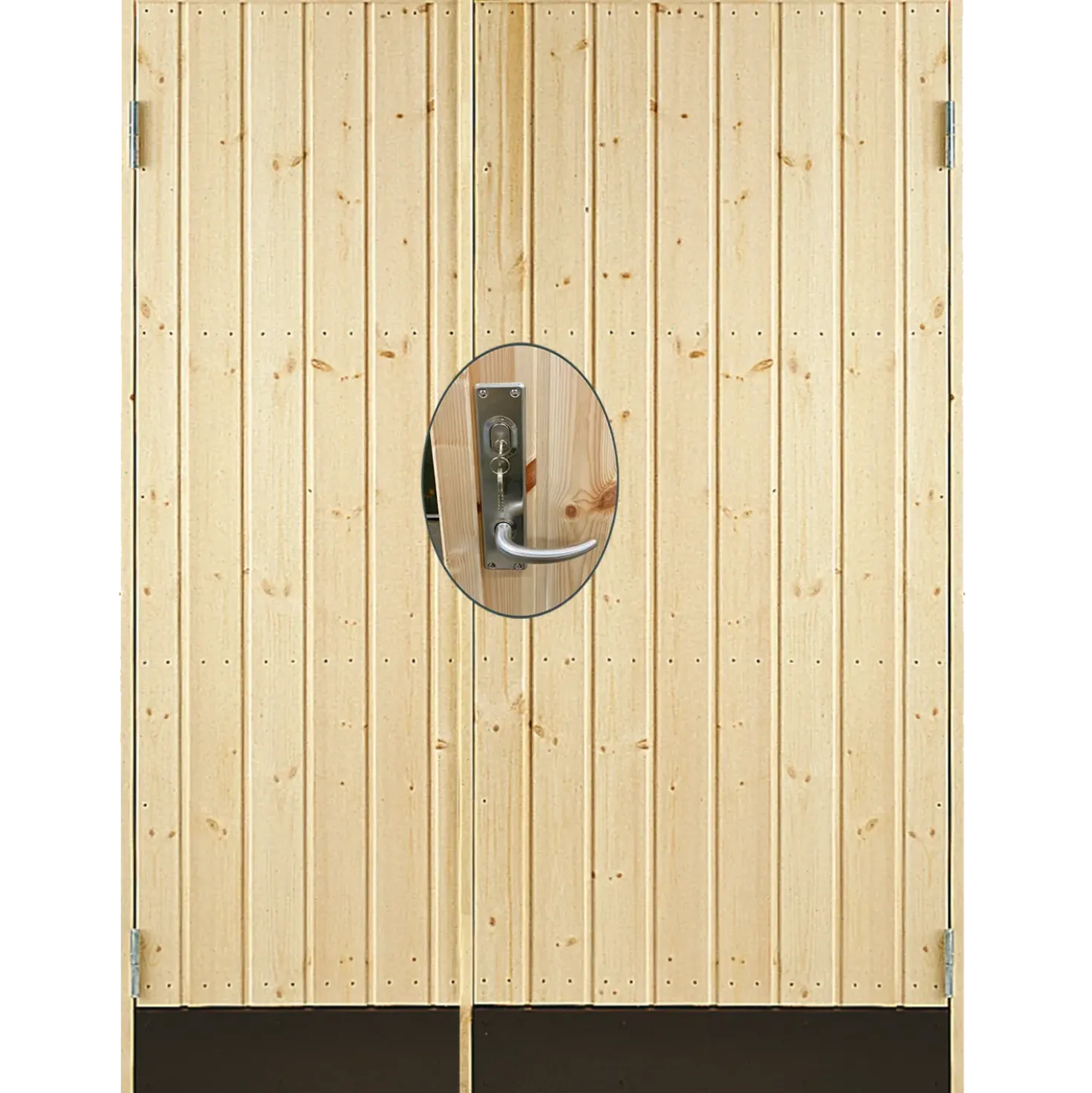 Plus dobbelt udhusdør panel inkl. karm/montagesæt HU 127,8x197,8 cm