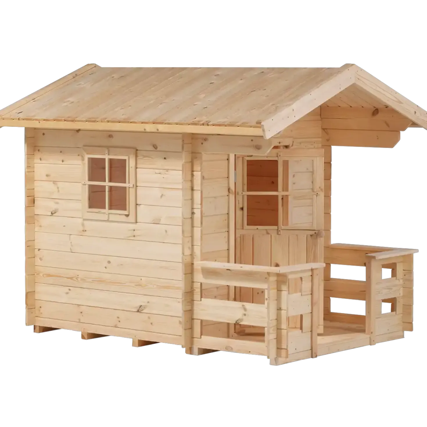 PLUS Legehus 134×134 cm + 58 cm terrasse ubehandlet inkl. tagpap
