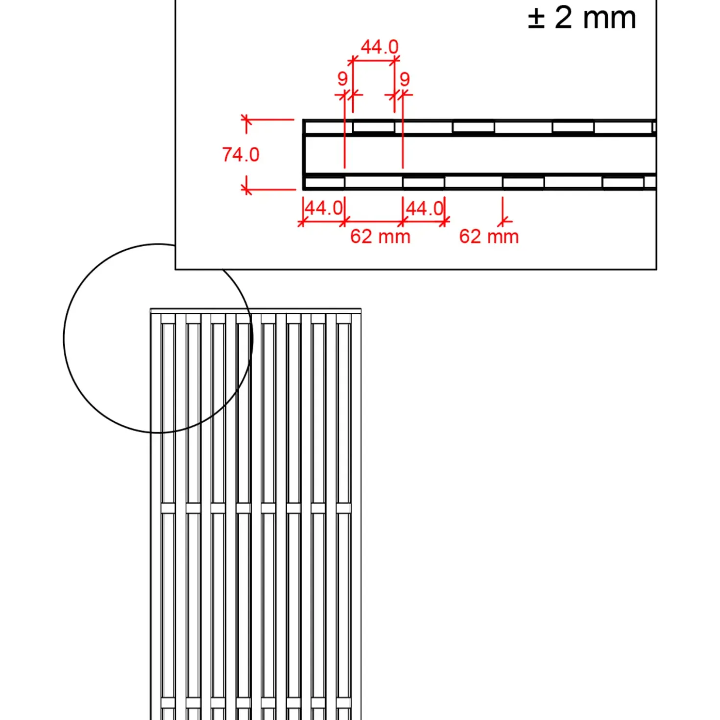 Plus Nagano hegn 90x180 cm sort