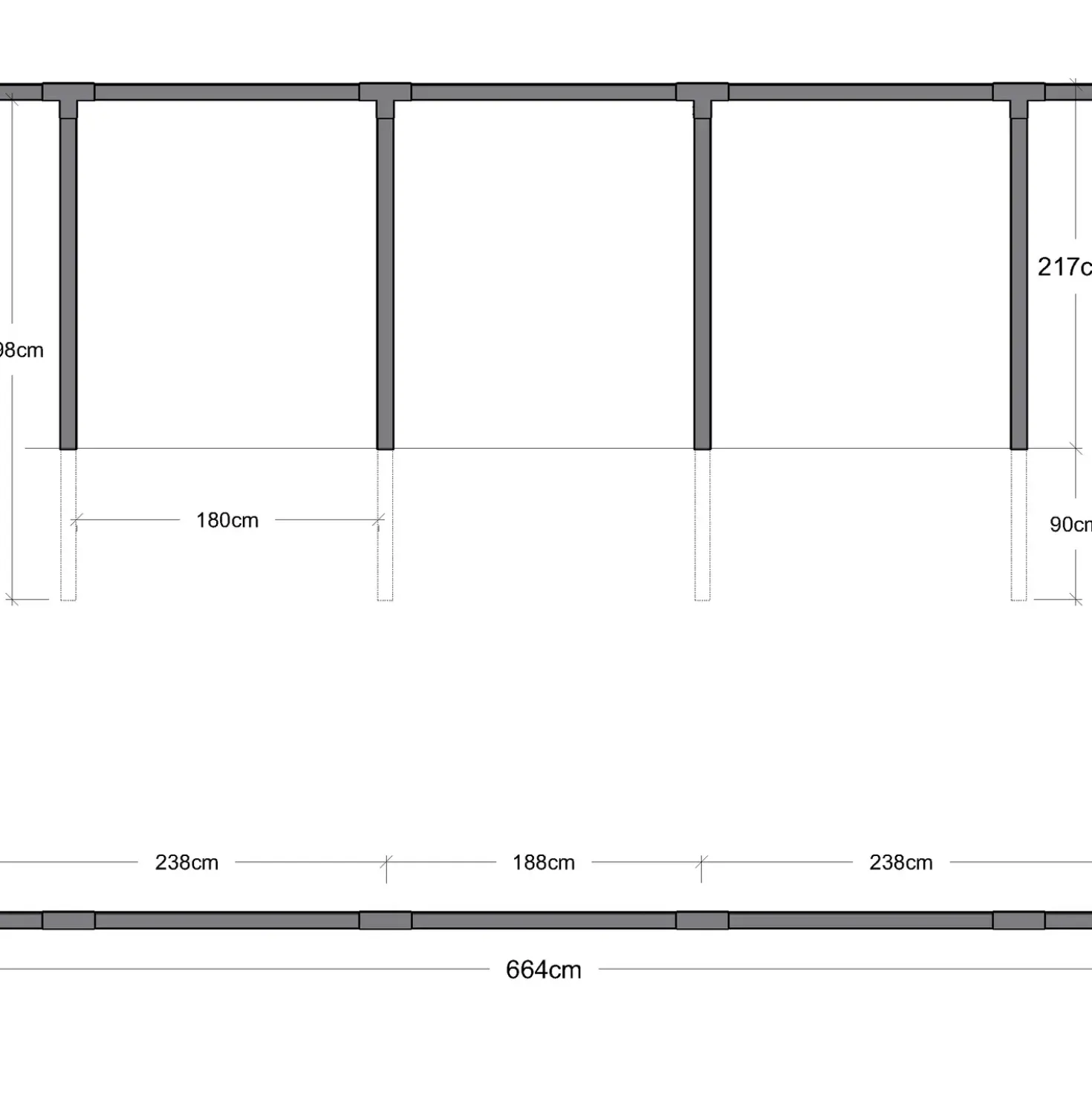 Plus pergola - 3 moduler sort